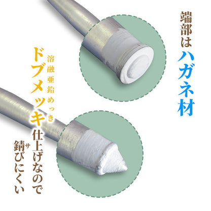 （送料別途） 鉄製杭　ドブメッキの鉄製クイ（杭）　1500ｍｍ　48.6Φ単管パイプ仕様（溶融亜鉛メッキ） 端部はハガネ製,先端とヘッド溶接済